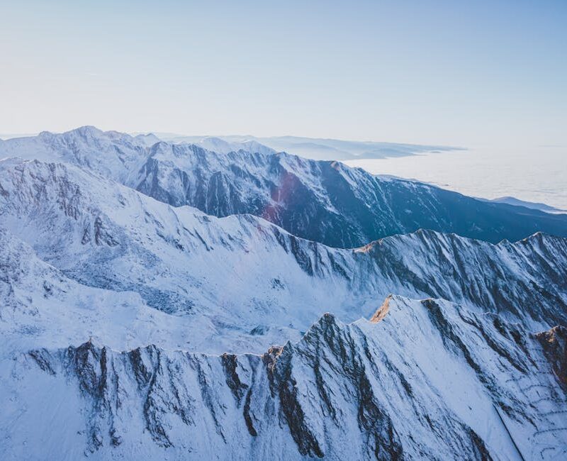Snow Mountains - Aerial view of the majestic snow-capped Carpathi #10473212