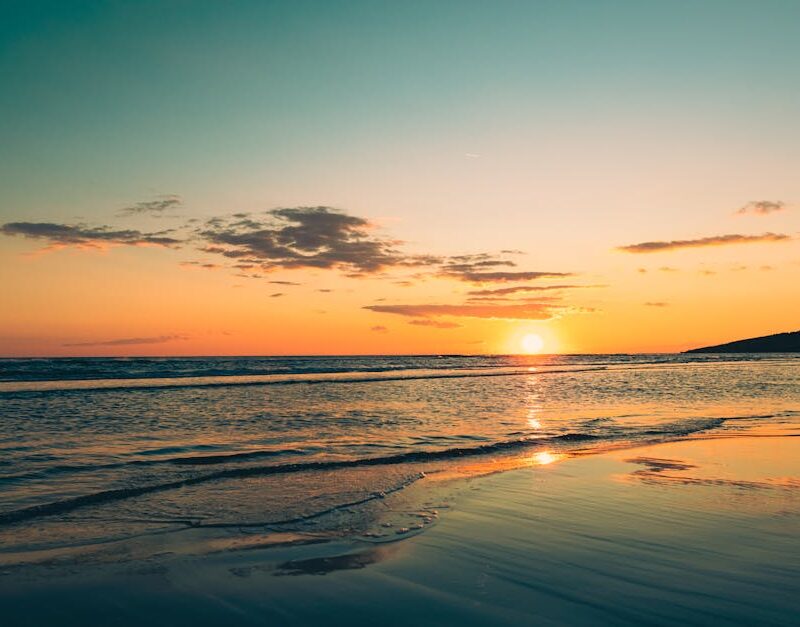 Beach Scenery - Captivating sunset over the Adriatic Sea with cl #15585597