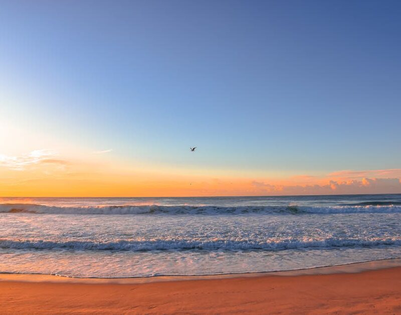 Beach Scenery - A serene sunrise over a peaceful beach with vivi #16354184