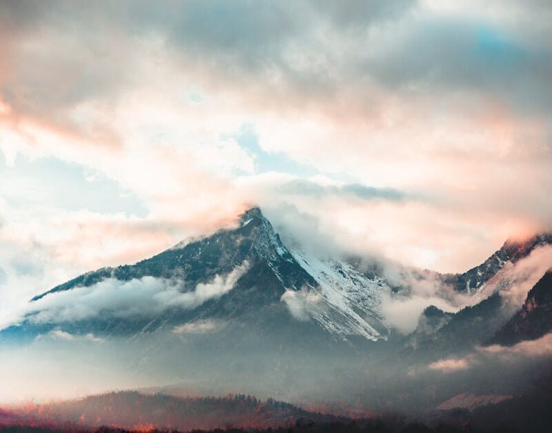 Mountain Landscapes - Stunning mountain peaks covered in fog with past #1772973