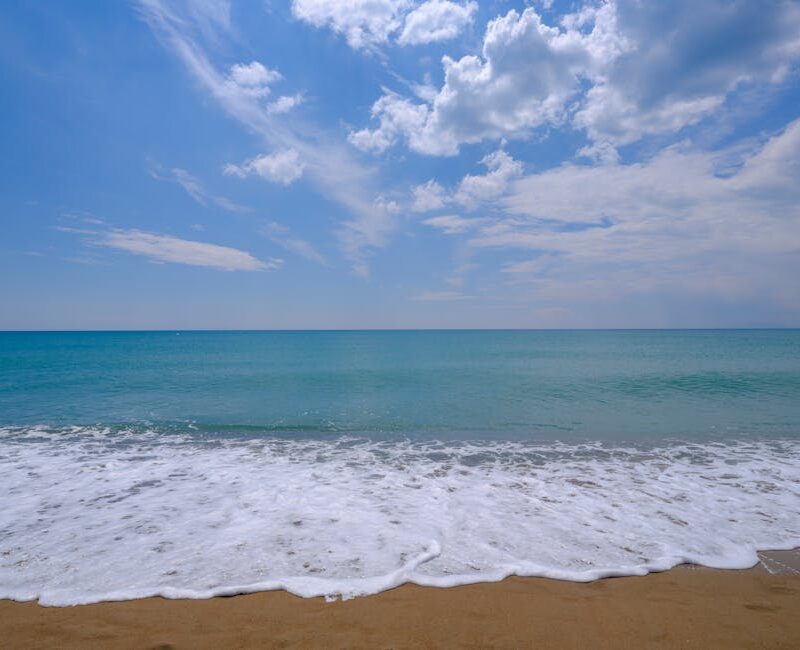 Beach Scenery - Relaxing view of a sandy beach with calm turquoi #17828913