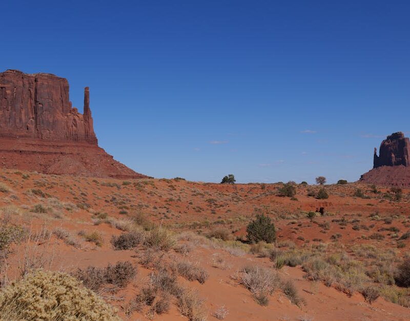 Desert Wilderness - Beautiful view of Monument Valley's iconic red s #19193470