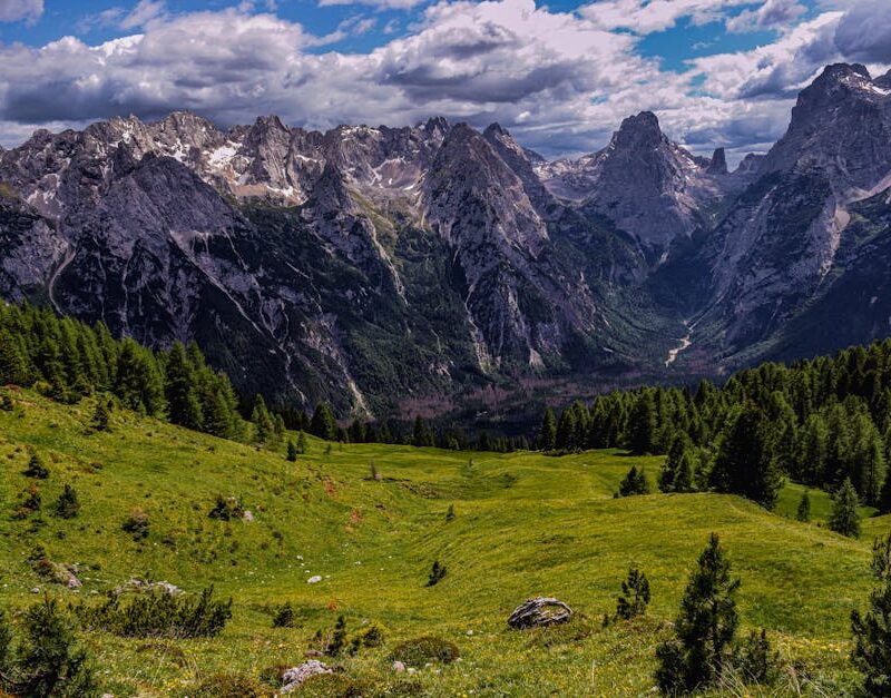 Mountain Landscapes - Scenic view of mountains and lush valley under a #29265549