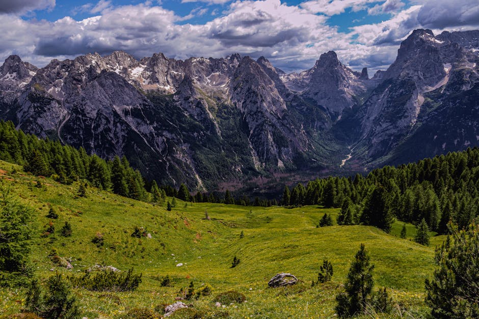 Mountain Landscapes - Scenic view of mountains and lush valley under a #29265549