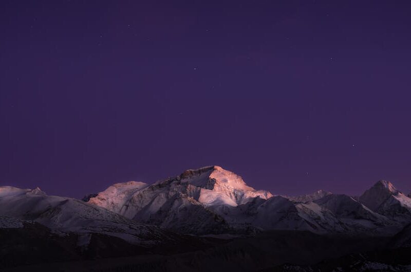 Mountain Landscapes - Purple twilight sky over snowcapped mountains cr #29496215