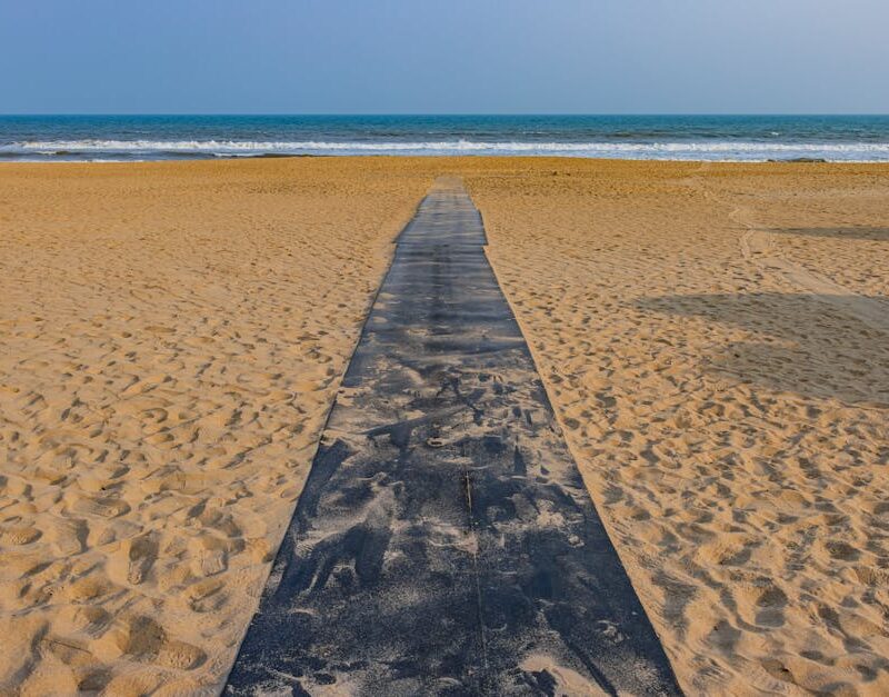 Beach Scenery - Tranquil view of the sandy Puri beach with a pat #29547316