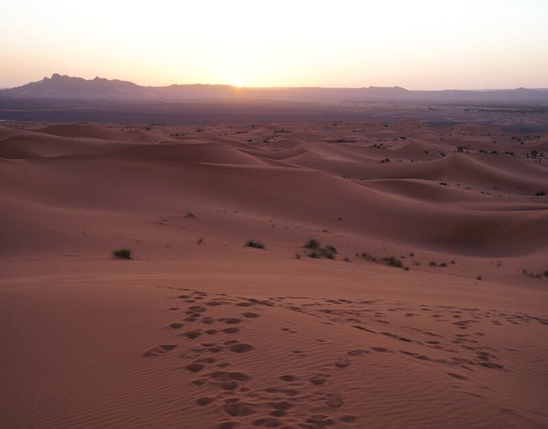 Desert Wilderness - Beautiful sunrise over the sand dunes of Merzoug #30099211