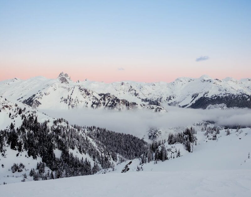 Snow Mountains - A breathtaking snowy mountain landscape at sunri #30317843