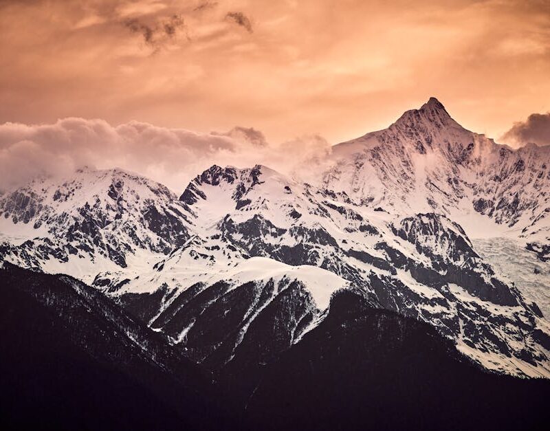 Snow Mountains - Breathtaking view of snow-covered mountains unde #35392507