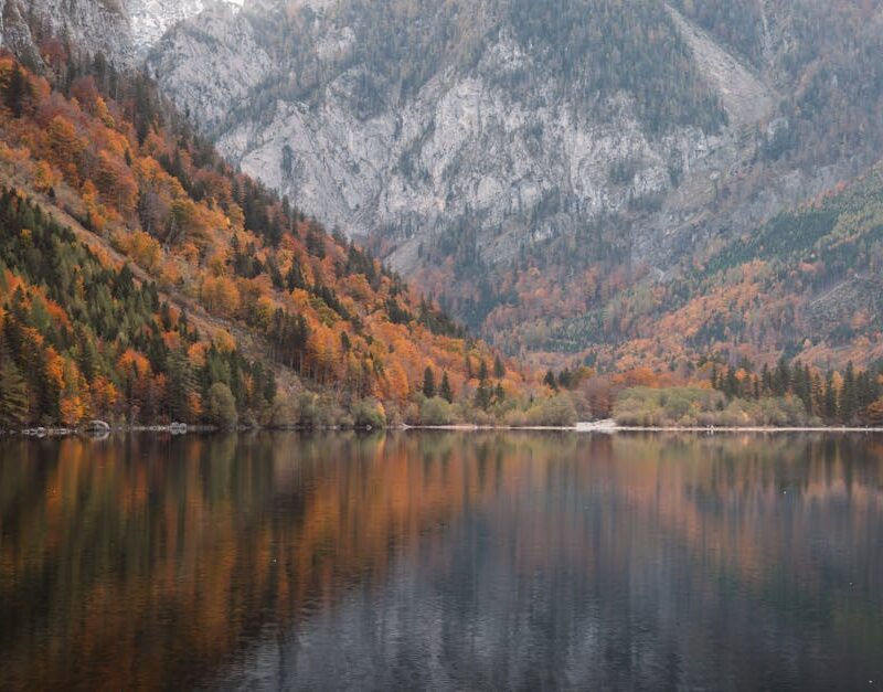 Lake Reflections - Stunning autumn landscape featuring a tranquil a #35897271