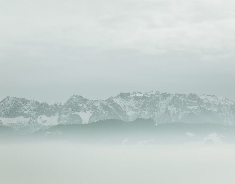 Snow Mountains - Captivating snowy mountain range shrouded in mis #35898949