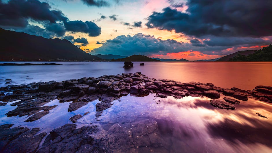 Lake Reflections - A breathtaking view of a sunset reflecting over #4700630