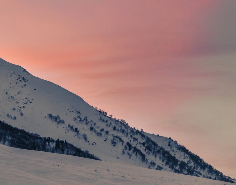 Snow Mountains - Snow-covered mountain landscape with a vivid pin #6978233